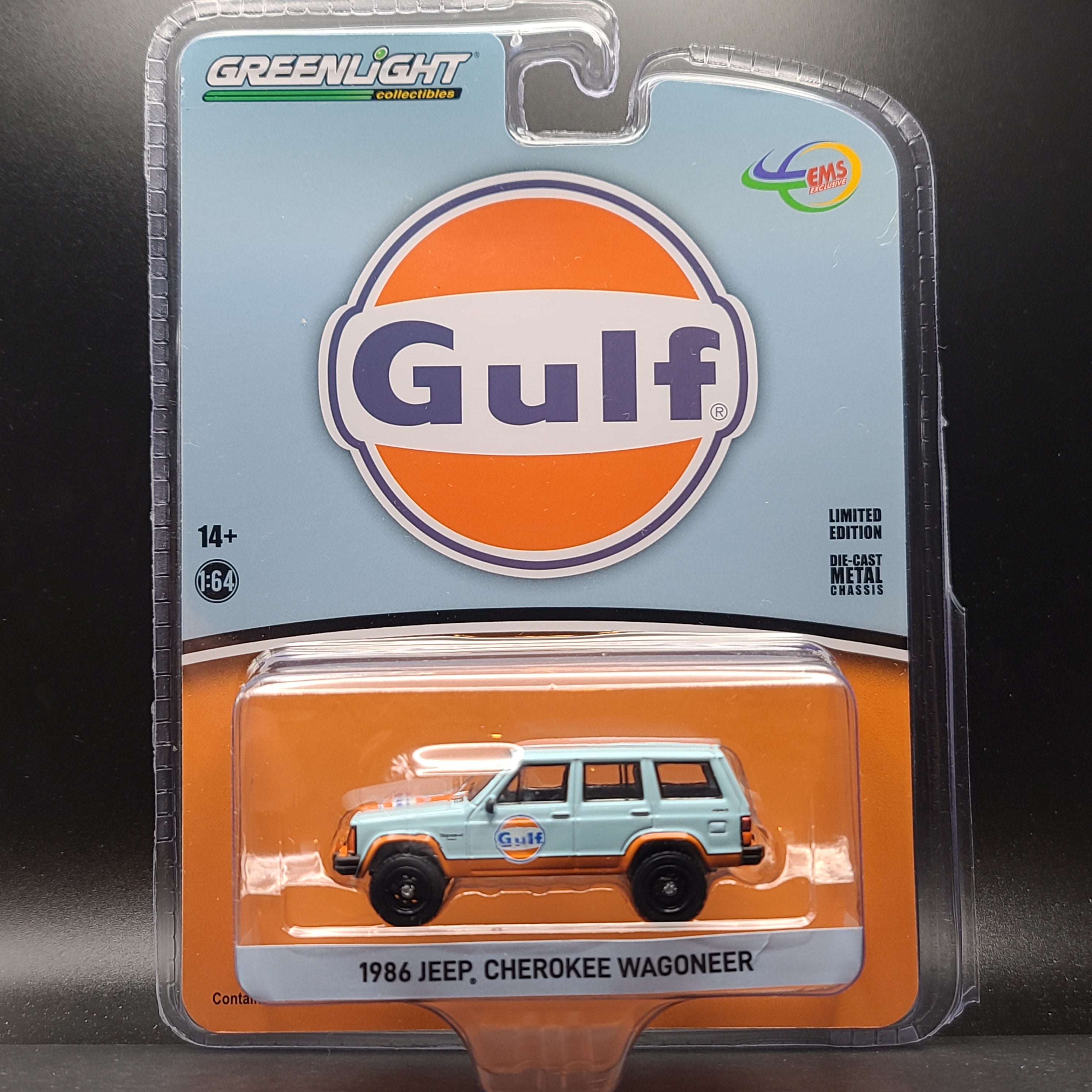 Greenlight '86 Jeep Cherokee Wagoneer - 1:64 scale, Gulf Oil (2023
