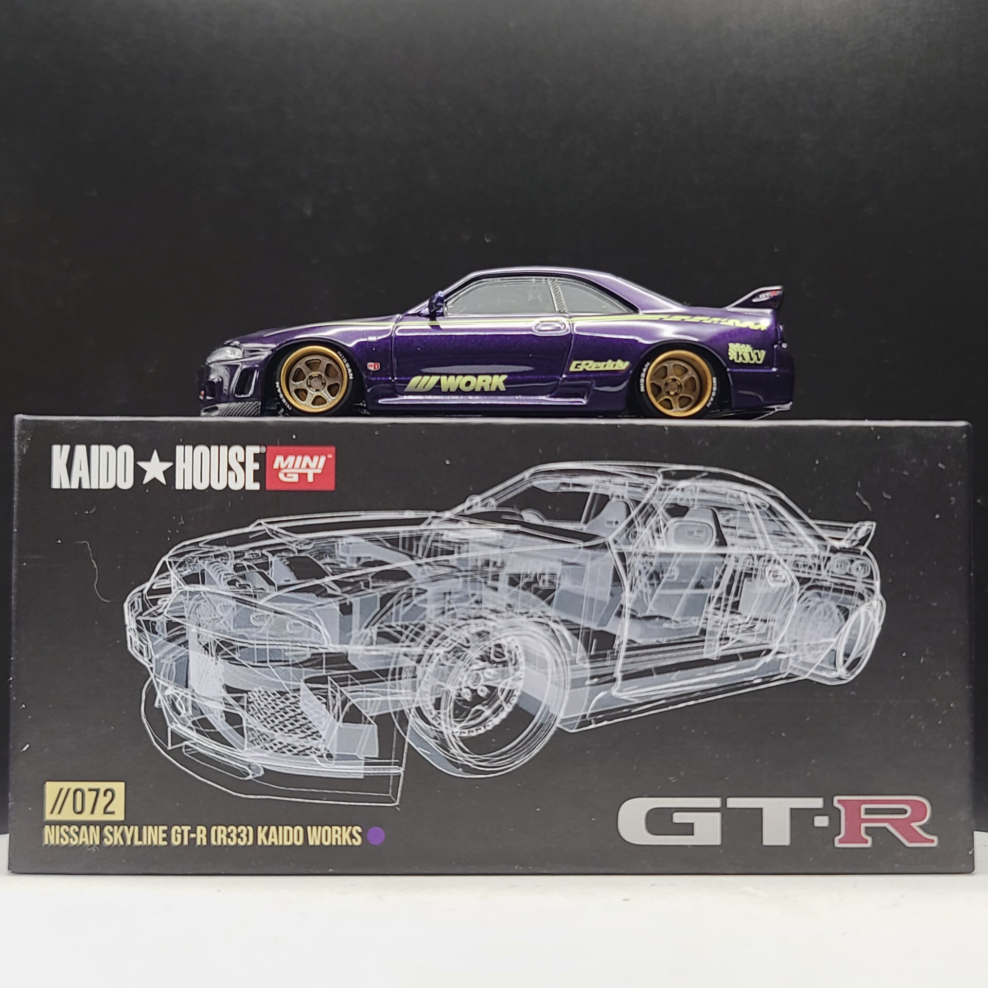 Kaido House x Mini GT Nissan Skyline GT-R (R34) Kaido Works GReddy V1 –  Heavy Metal Diecast