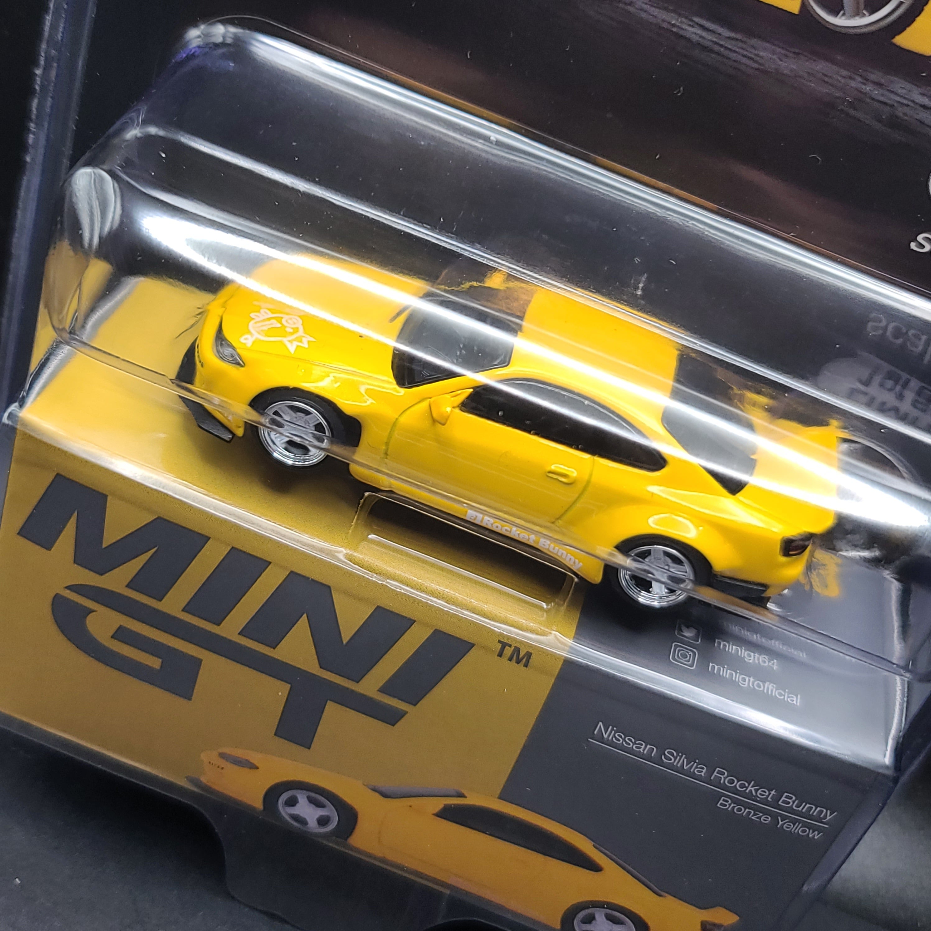 Mini GT Nissan Silvia S15 Rocket Bunny - 1:64 scale, bronze yellow (2024 MIJO Exclusives - Limited Edition 1 of 9600)