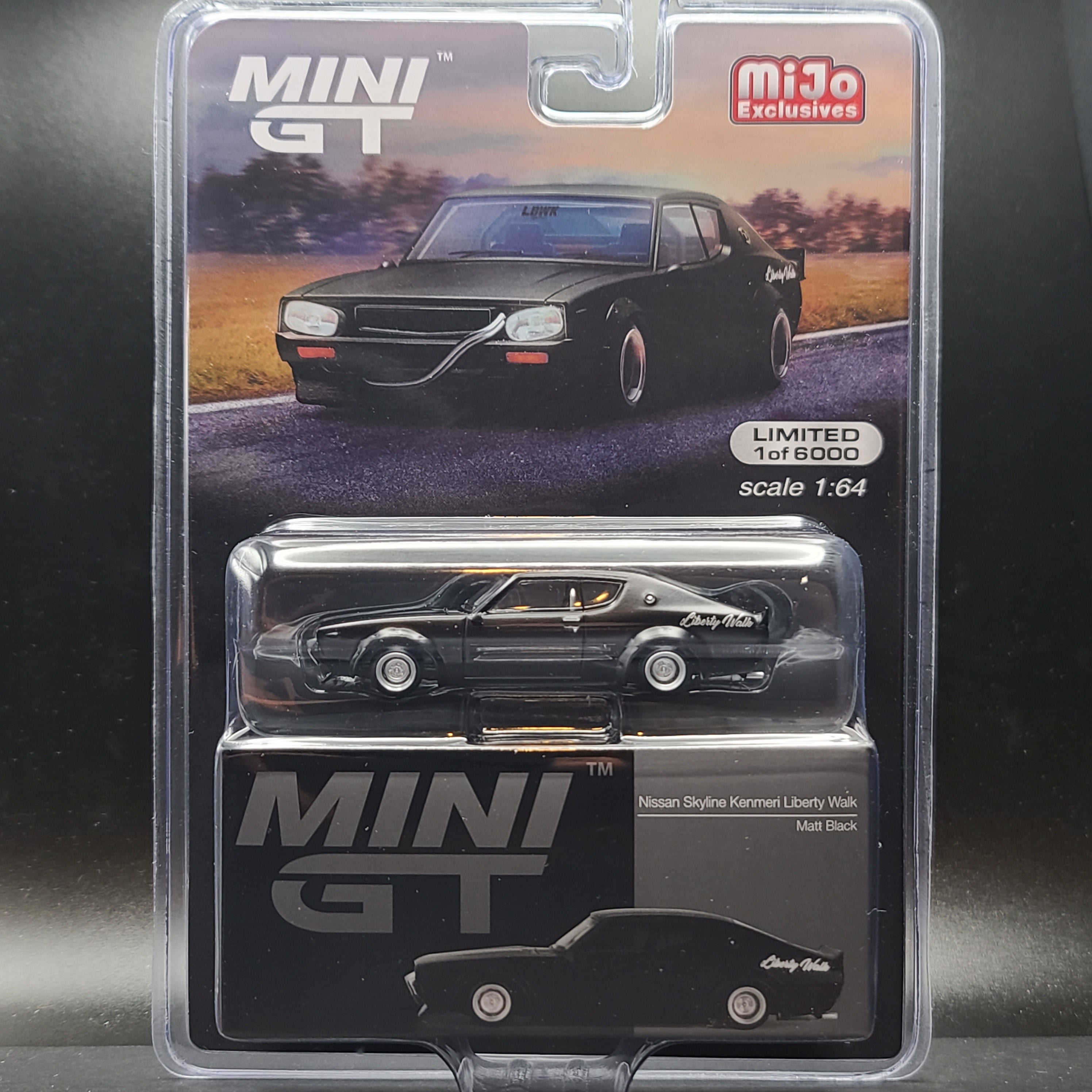 Mini GT - Nissan Skyline Kenmari Liberty Walk - 1:64 scale, Matte Black (2024 MIJO Exclusives - Limited Edition 1 of 6000)