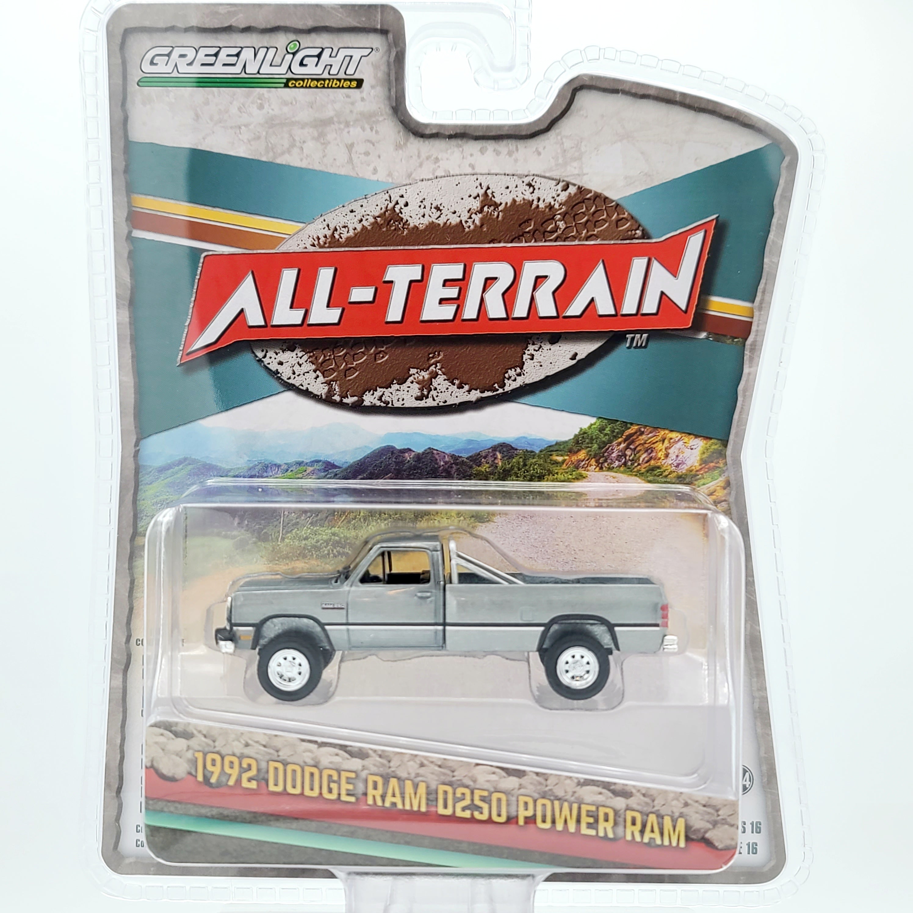 GreenLight - CHASE, Raw Metal - '92 Dodge Ram D250 Power Ram Lifted w/ Rollbar - 1:64 scale (2024 All Terrain Series 16)