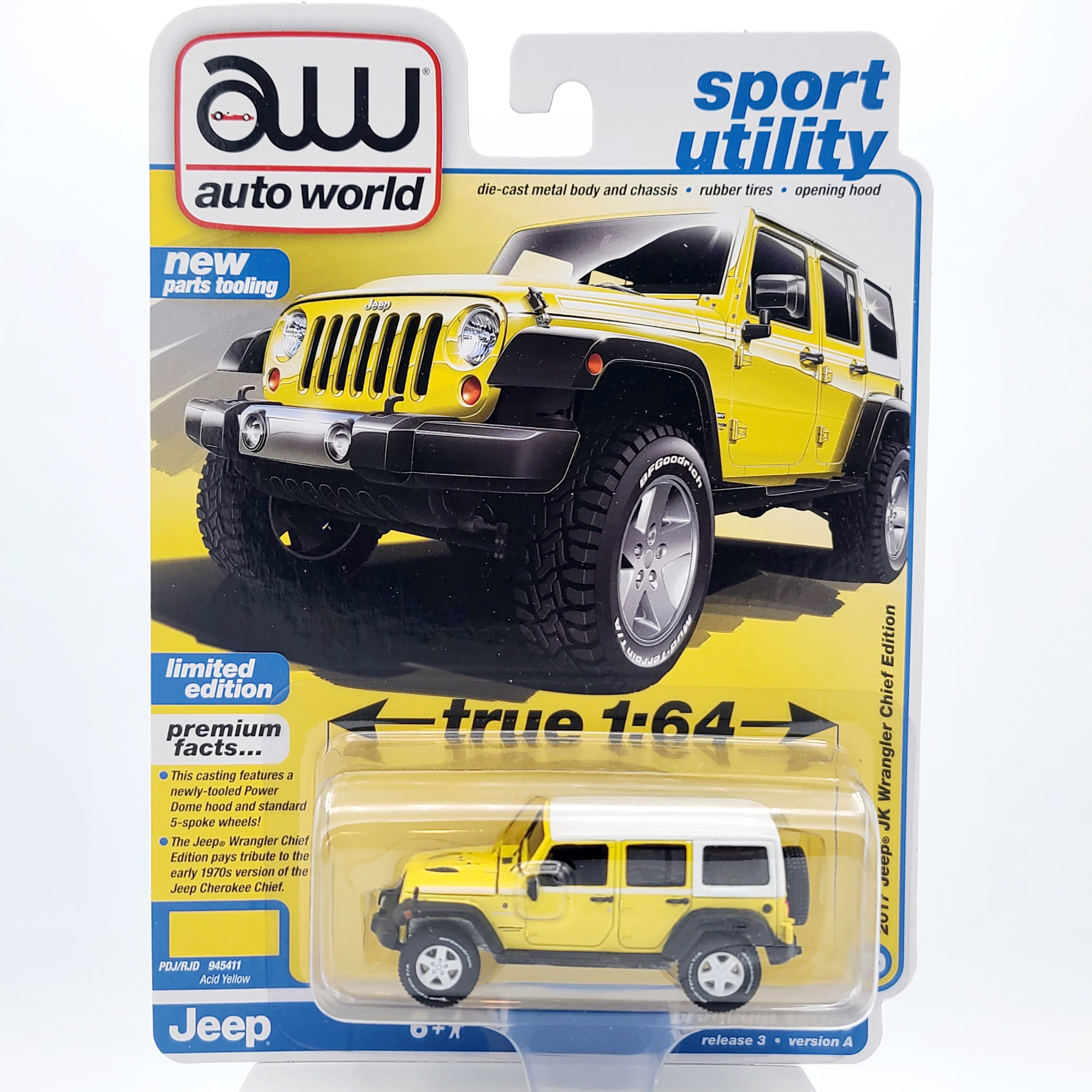 Auto World 2017 Jeep JK Wrangler Chief Edition - 1:64 scale (2022 Release 3A - Limited Edition)