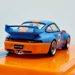 Tarmac Works Porsche 993 Remastered by Gunther Werks - 1:64 scale, blue/orange (2024 Hobby64)