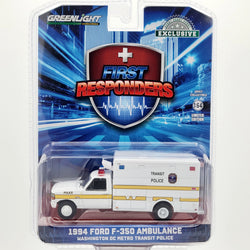 GreenLight '94 Ford F-350 Ambulance "Washington DC Metro Transit Police" - 1:64 scale (2024 Hobby Exclusive)