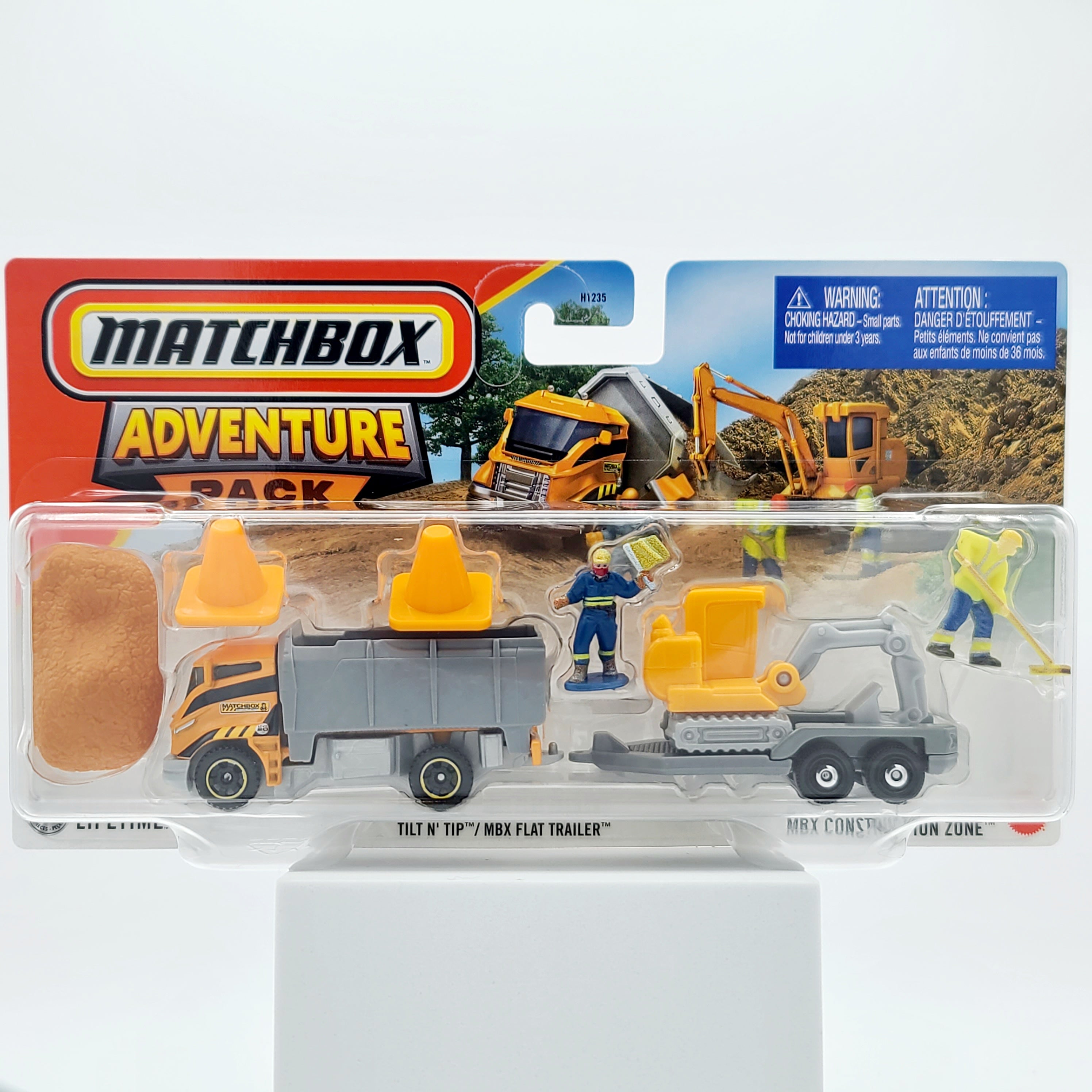 Matchbox Tilt 'n Tip / Flat Trailer, MBX Construction Zone (2025 Adventure Pack Mix 1)