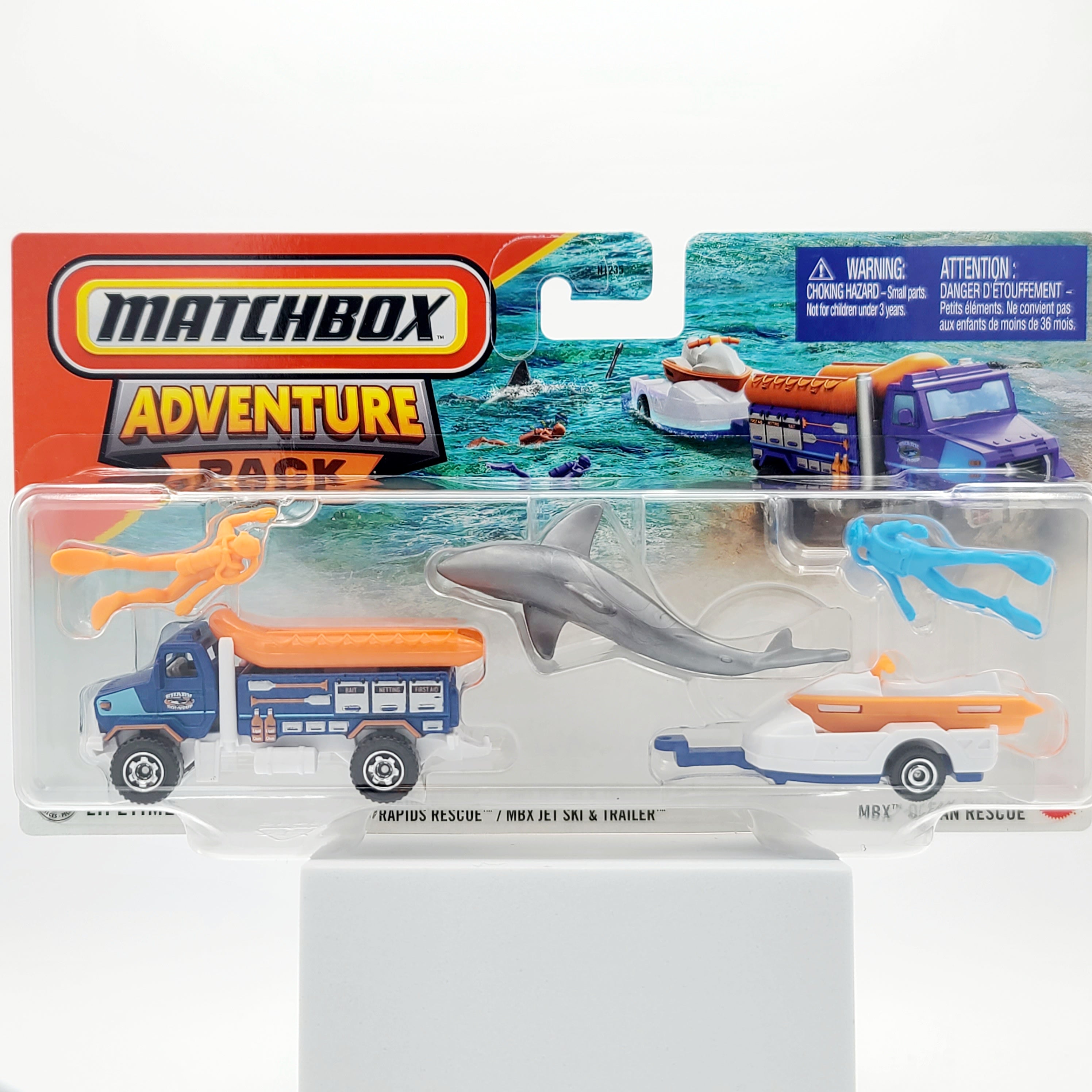 Matchbox Rapids Rescue / Jet Ski Trailer (Variation: White), MBX Ocean Rescue (2025 Adventure Pack Mix 1)