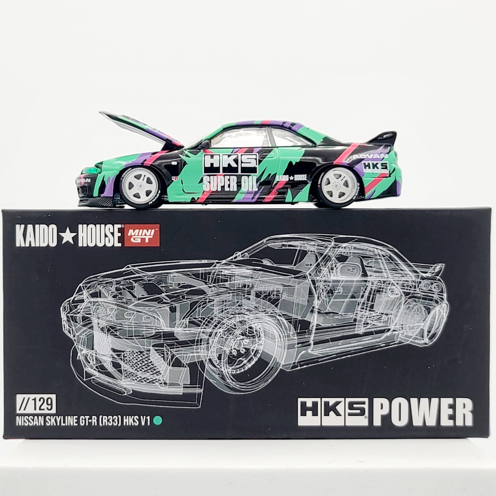 Kaido House x Mini GT Nissan Skyline GT-R (R33) HKS V1 - 1:64 (2024 Limited Edition)