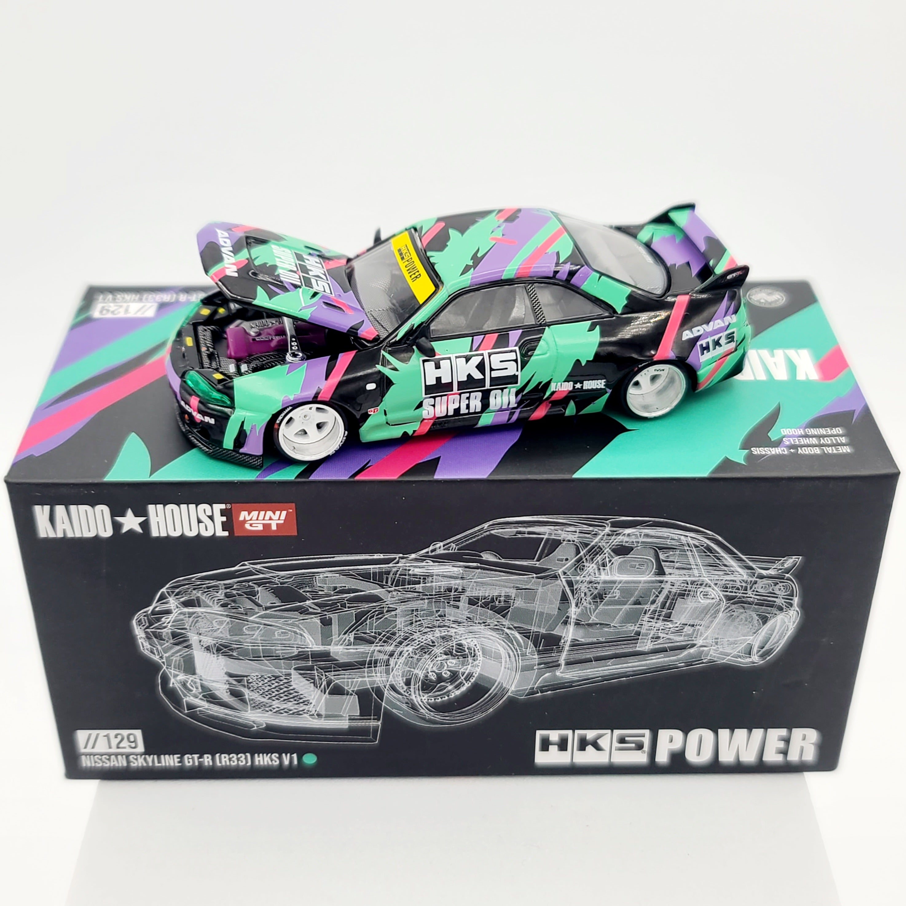 Kaido House x Mini GT Nissan Skyline GT-R (R33) HKS V1 - 1:64 (2024 Limited Edition)