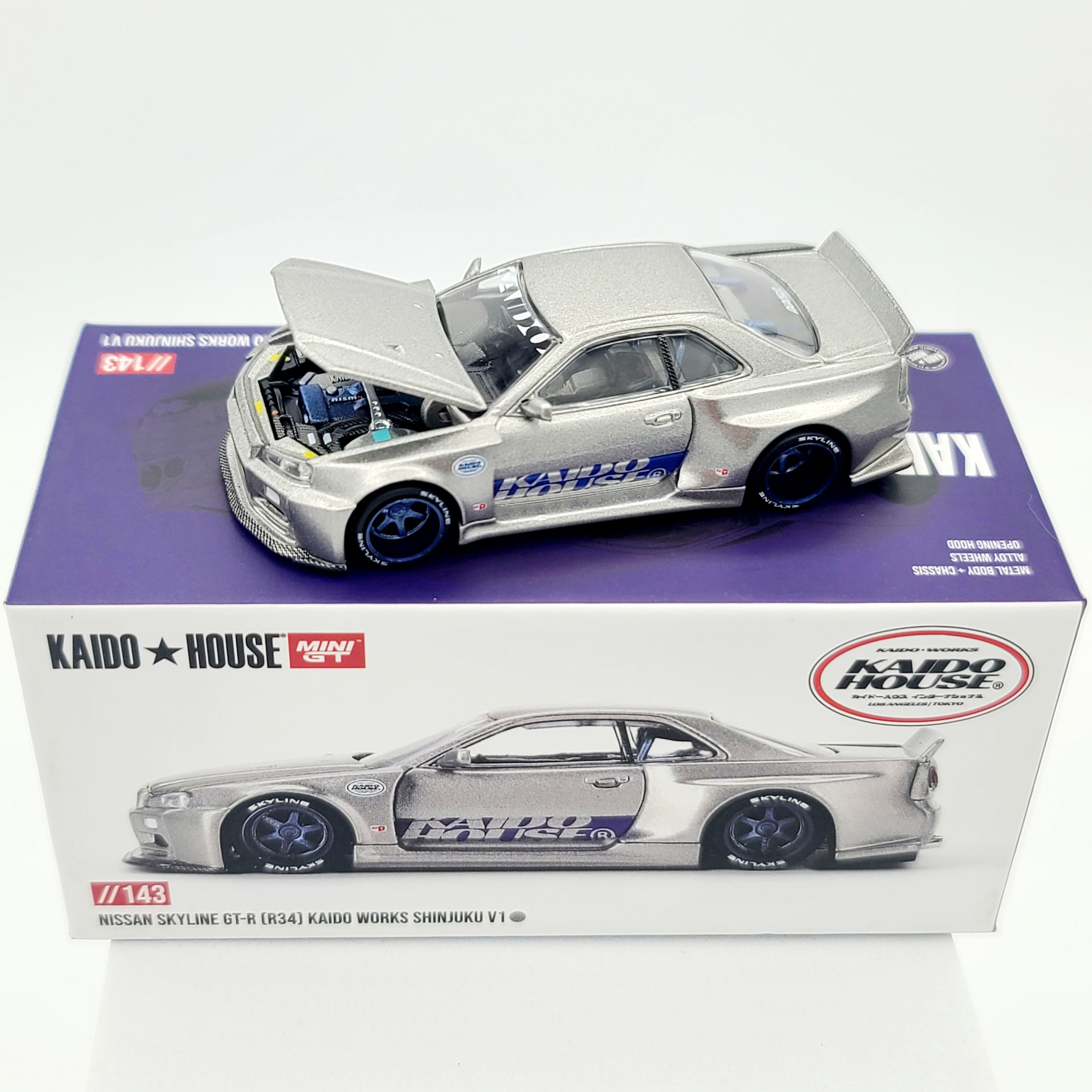 Kaido House x Mini GT Nissan Skyline GT-R (R34) Kaido Works Shinjuku V1 - 1:64 Scale (2024 Limited Edition)