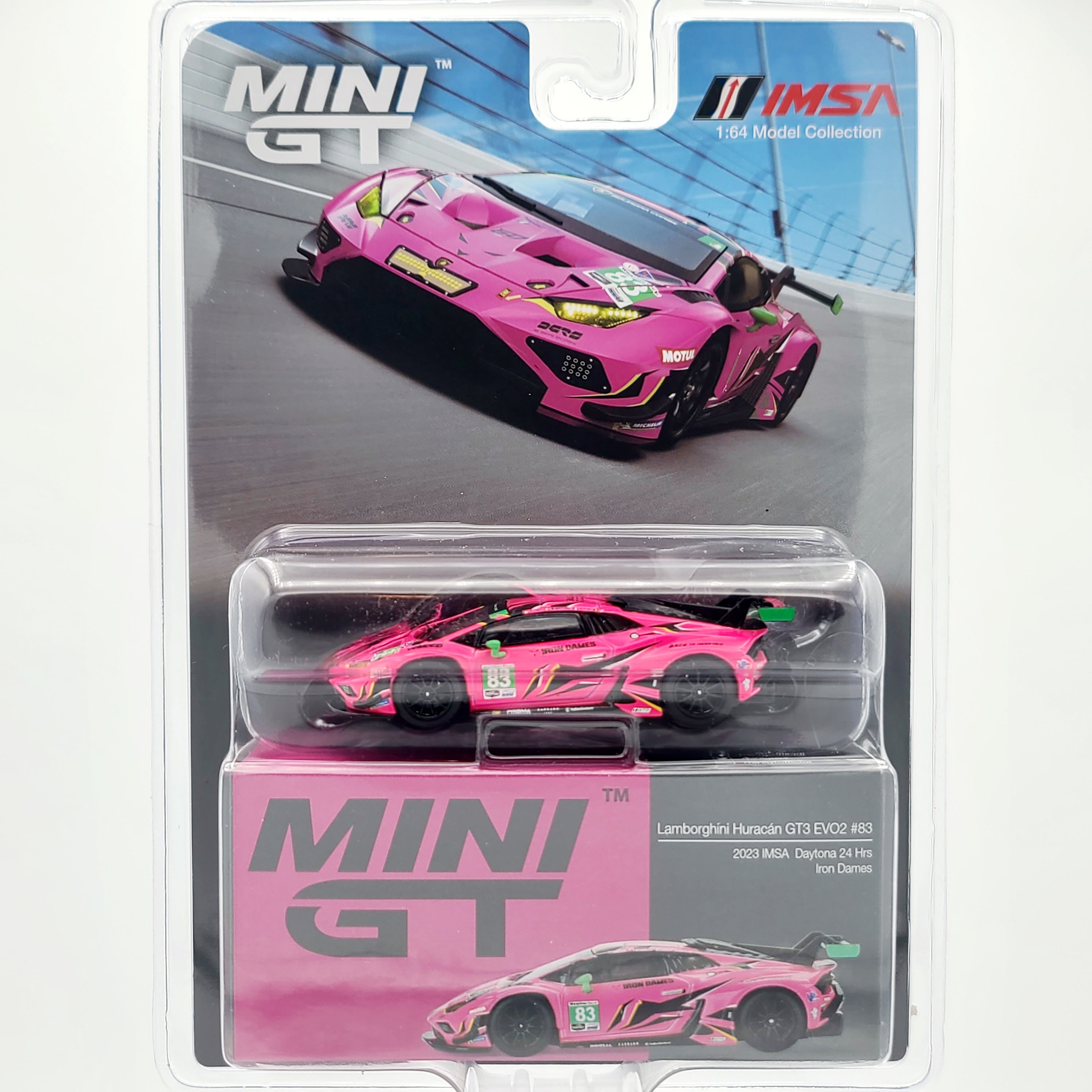 Mini GT Lamborghini Huracan GT3 EVO2 #83 Iron Dames IMSA 2023 Daytona 24HRS - 1:64 scale (2024 Limited Edition)