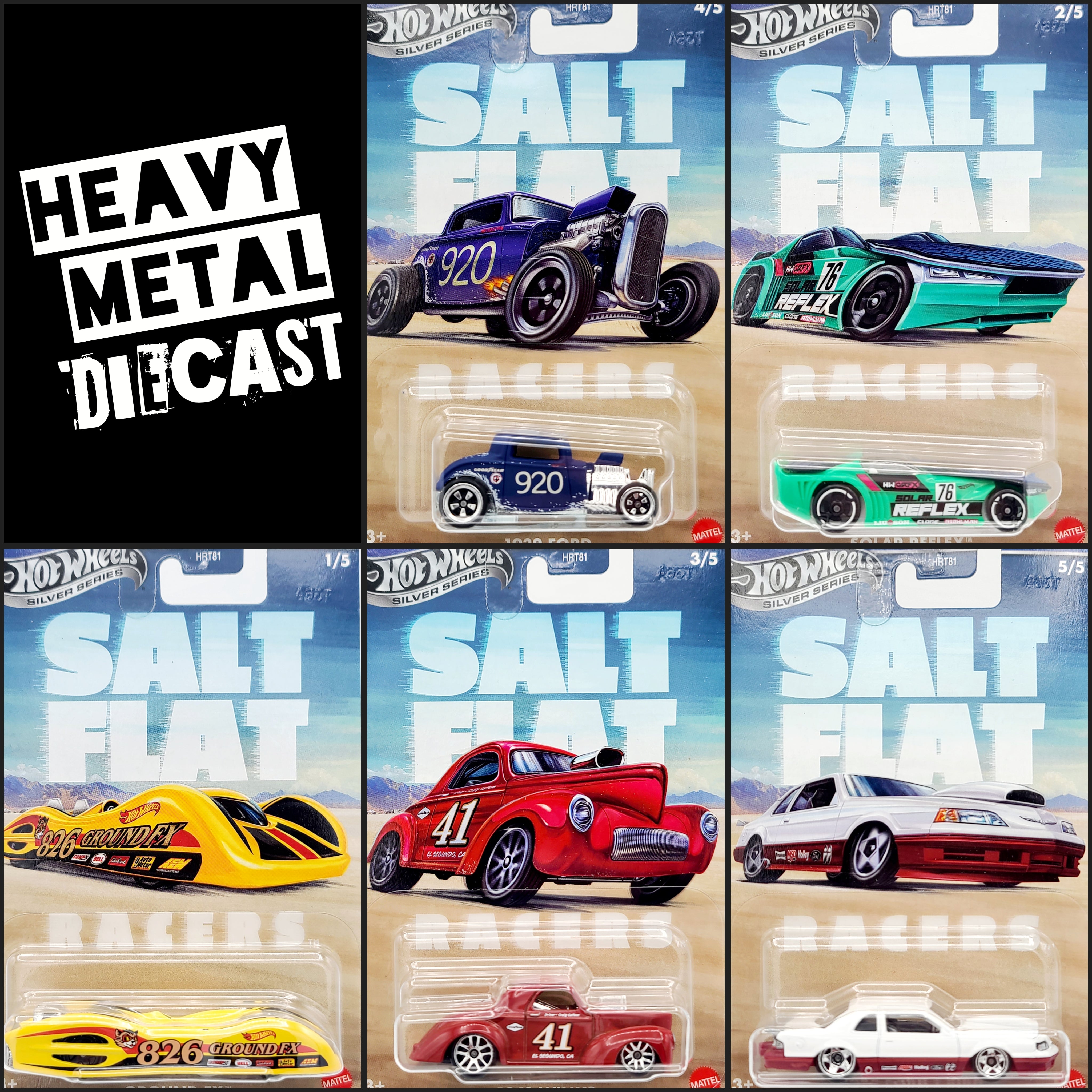 Hot Wheels - 2025 Silver Series - Salt Flat Racers Mix 1 (Set of 5 Cars)