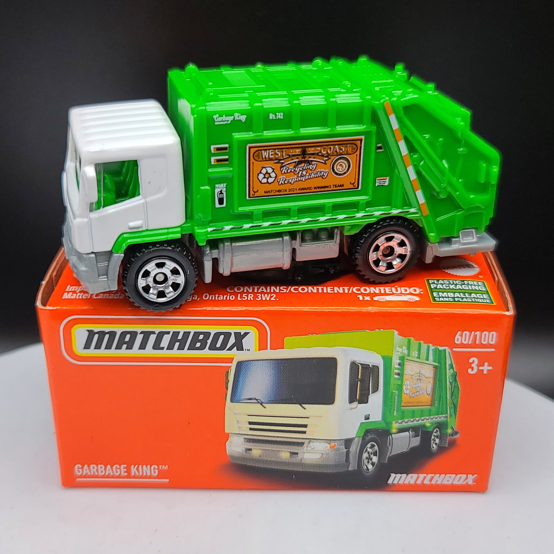 Matchbox MBX Garbage King, Trash Truck (2022 Basic - Power Grabs ...