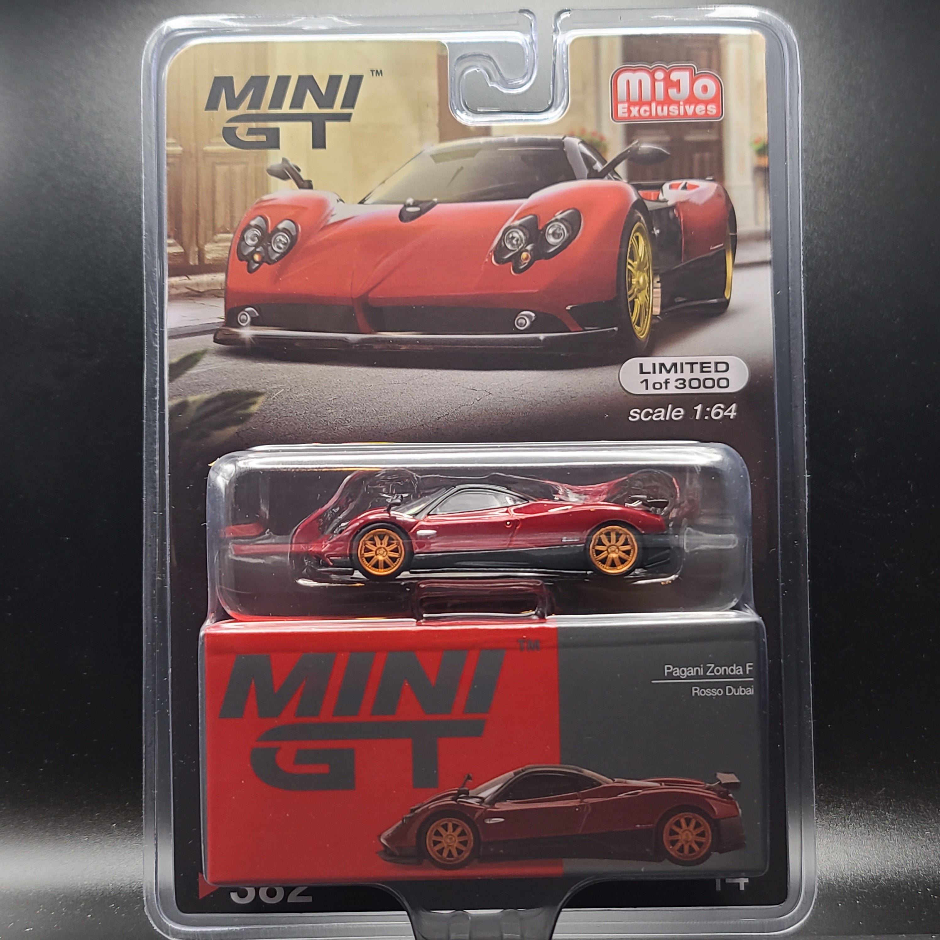 MINI GT Pagani Zonda F Rosso Dubai - 1:64 scale (2022 MIJO Exclusives - Limited Edition 1 of 3000)